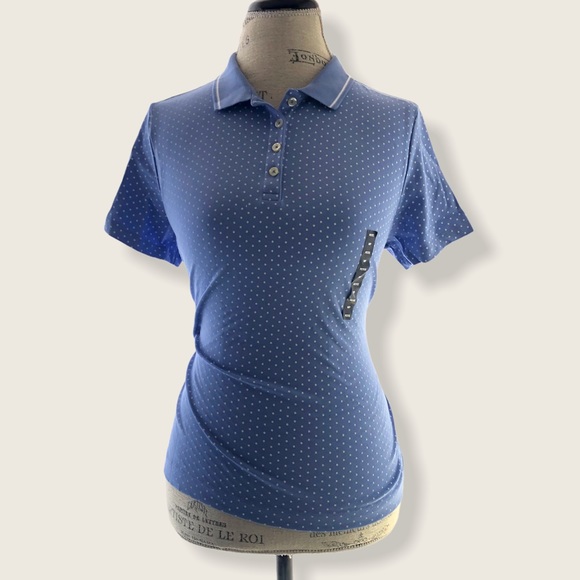 NWT  Lands'end Polka Dot Button Collared - Picture 1 of 7